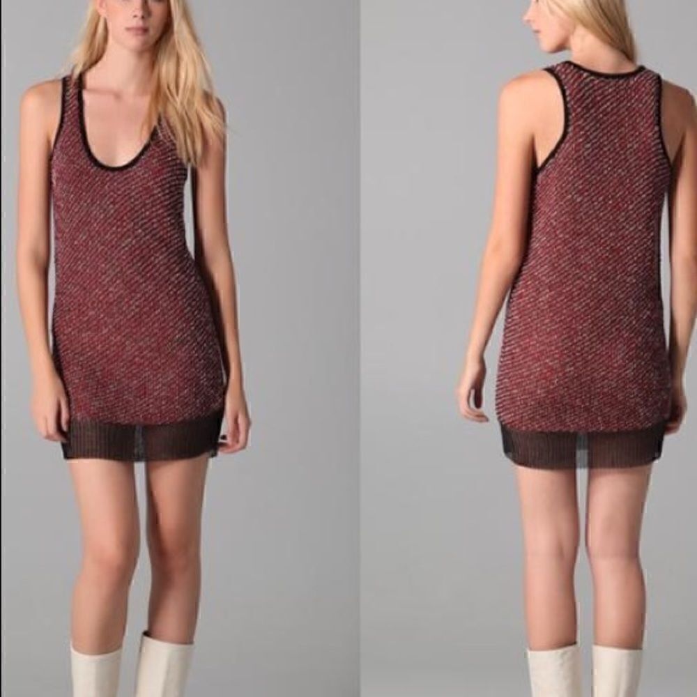 Alexander Wang Metallic bouclé and mesh tank dress